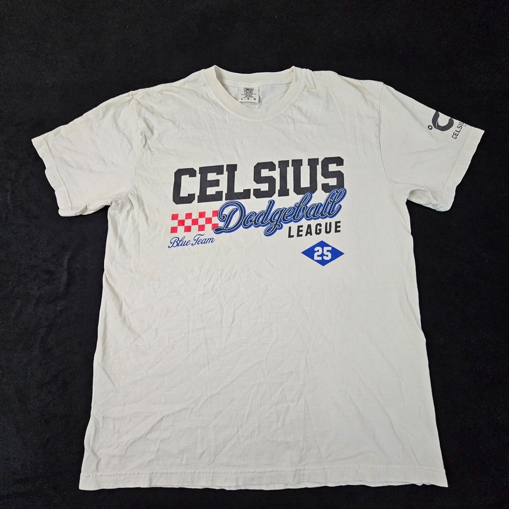 Celsius Dodgeball League Live Fit Go Beige Short Sleeve Cotton T-Shirt Men's L